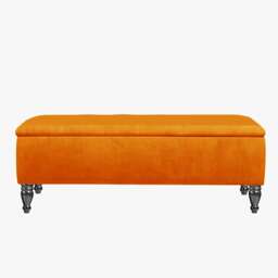 Lisbon Plain 90cm Ottoman Storage Bench - Plush Velvet Shoe Bench - Burnt Orange Upholstery Footstool with Storage