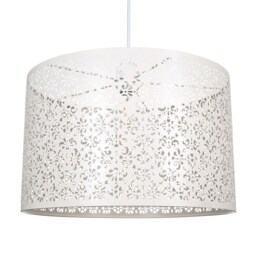Moroccan Designed Large Cream Metal Pendant Light Shade with Floral Decoration Cream Cream 1