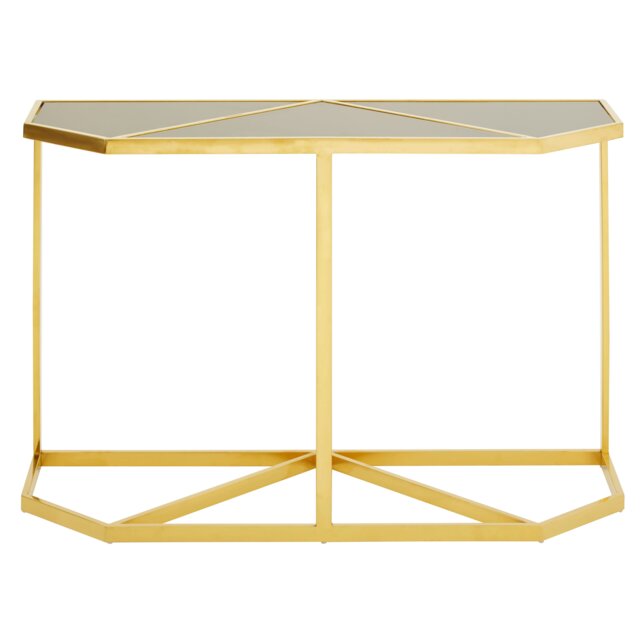 Orsina Elegant Design Black Tempered Glass Console Table, Sturdy Hallway Table, Durable Modern Console Table