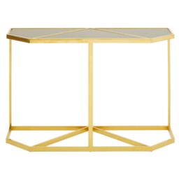 Orsina Elegant Design Black Tempered Glass Console Table, Sturdy Hallway Table, Durable Modern Console Table
