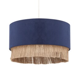 Modern Midnight Blue Velvet Pendant Light Shade with Gold Tassels Blue Midnight Blue 1