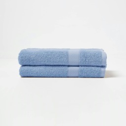 Homescapes Turkish Cotton Bath Towel Set of 2 - Light Blue Blue Bath towel 2