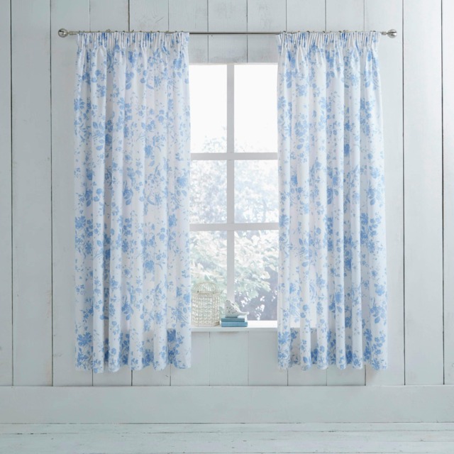 Charlotte Thomas Amelie Blue Pencil Pleat Curtains - 168 x 183cm