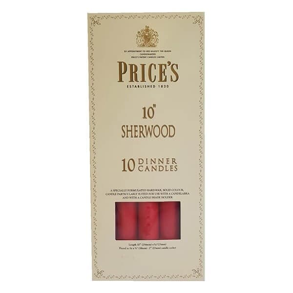 "Prices 10"" Sherwood Candle Red Pack Of 10"