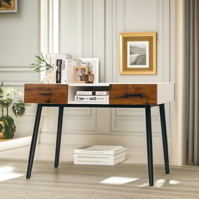 2 Drawer Console Accent Hallway Table Black Black