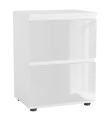 Gloss 2 Drawer Skagen High Wooden Bedside Cabinet No Handle Drawer Storage Multi White & Grey 1