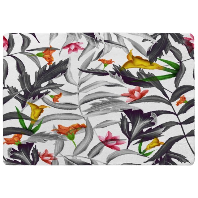 Monochrome Leaves Rug Multi
