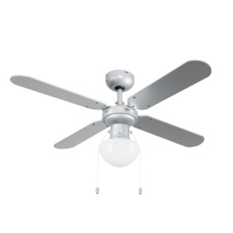 ValueLights Mirage Silver & Black 42 Inch Ceiling Fan Glass Shade Silver