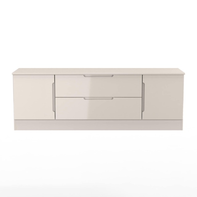 Lucca 2 Door 2 Drawer Wide TV Unit in Kashmir Gloss & Kashmir (Ready Assembled) Cream Kashmir Gloss & Kashmir