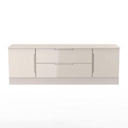 Lucca 2 Door 2 Drawer Wide TV Unit in Kashmir Gloss & Kashmir (Ready Assembled) Cream Kashmir Gloss & Kashmir