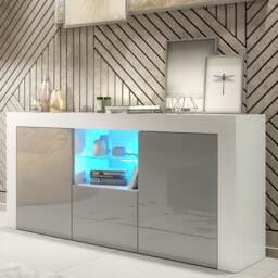 TV Unit TV Stand Sideboard Media Cabinet Storage Cabinet Grey High Gloss LED 145cm