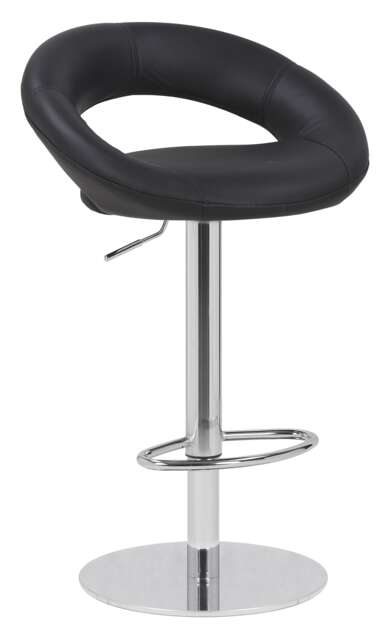 Deluxe Sorrento Real Leather Kitchen & Breakasft Bar Stool, Adjustable Swivel Gas Lift, Black