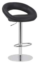 Deluxe Sorrento Real Leather Kitchen & Breakasft Bar Stool, Adjustable Swivel Gas Lift, Black