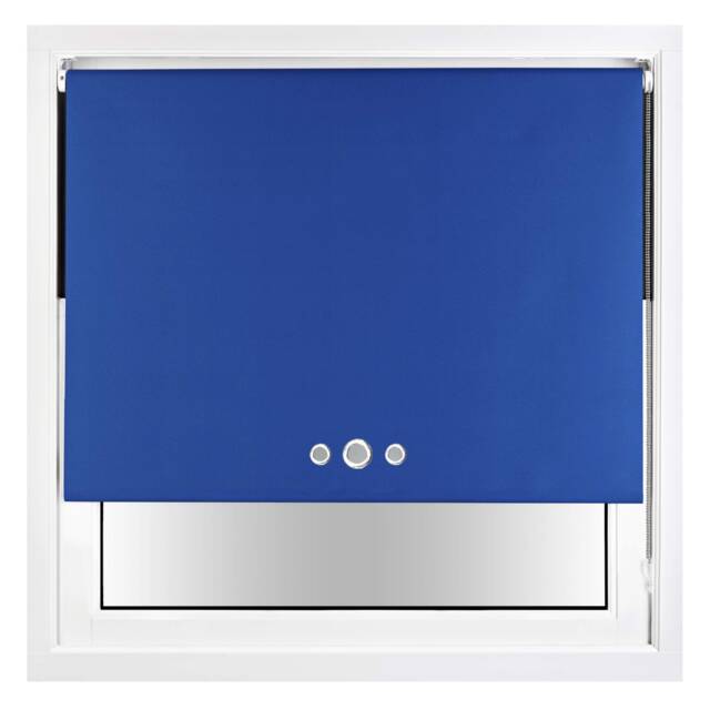 FURNISHED Blackout Roller Blind with Triple Eyelets & Metal Fittings Blue Blue (W) 140cm x (L) 210cm