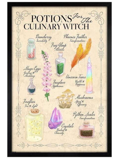 Black Wooden Framed Potions For The Culinary Witch Maxi Poster Multi