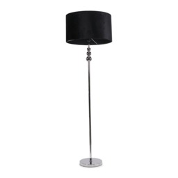 ValueLights Marissa Black Velvet Shade with Chrome Stacked Ball Floor Lamp Silver