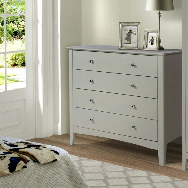 Como 4 Drawer Chest of Drawers - Shaker Style Bedroom Storage Cabinet with Compact Design Grey Grey 1