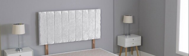 "White Crushed Velvet 9 Panel Headboard White 5FT King 26""inch Headboard"