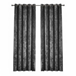 Crushed Velvet Eyelet Curtains Luxurious Finish for Contemporary Homes 90x90 Inch Grey Charcoal