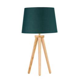 Voyage - Light Oak Table Lamp or Bedside Light with Dark Green Shade Brown Green Large 1