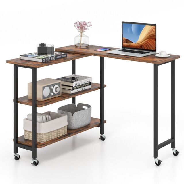 COSTWAY L shaped Mobile Corner Computer Desk Laptop Computer PC Desk