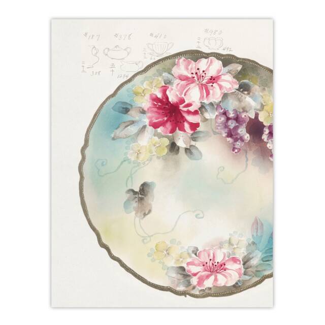 "Vintage Floral Design For Plate Vintage Wall Art Print Noritake 12x16"""