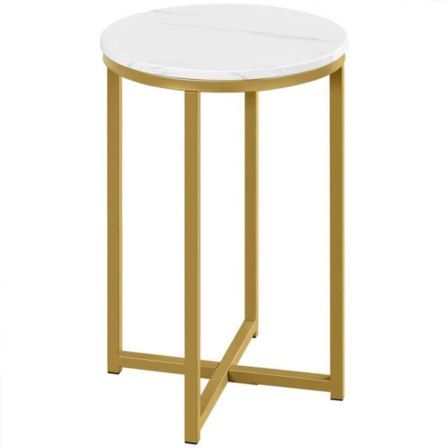 Yaheetech Faux Marble Accent Table Antique Gold