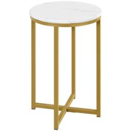 Yaheetech Faux Marble Accent Table Antique Gold