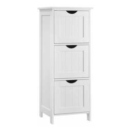 Slim Bathroom Floor Storage Cabinet with 3 Drawers, for Bathroom, Bedroom and Kitchen, White