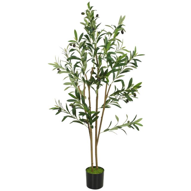 HOMCOM 120 cm Decorative Artificial Plant, Silk Olive Tree with 303 Leaves