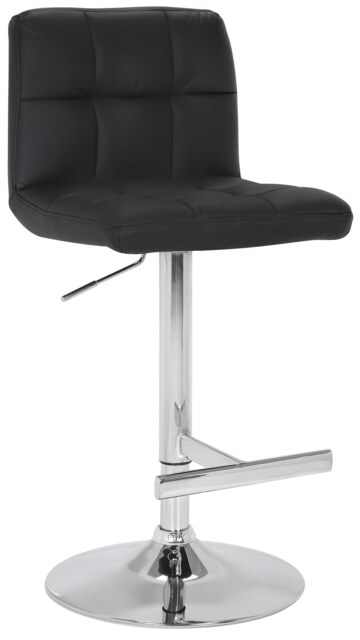 Allegro Real Leather Adjustable Swivel Bar Stool with Backrest & Chrome Base Black