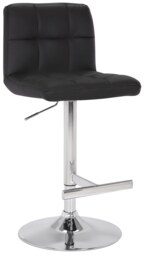 Allegro Real Leather Adjustable Swivel Bar Stool with Backrest & Chrome Base Black