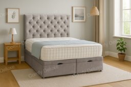 End Opening Ottoman Divan Bed Set Silver Naples 4ft Small Double