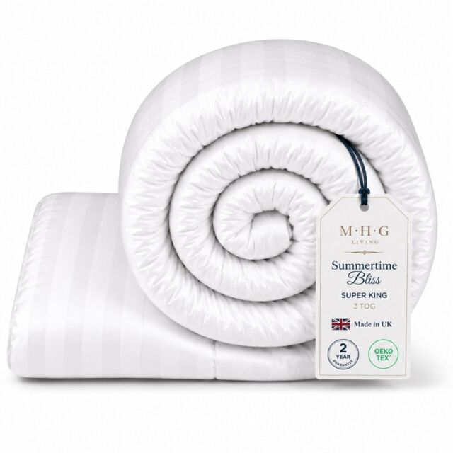 MHG Living 3 Tog Summer Duvet – Lightweight Cooling Hollowfibre Quilt for Hot Sleepers White Super King