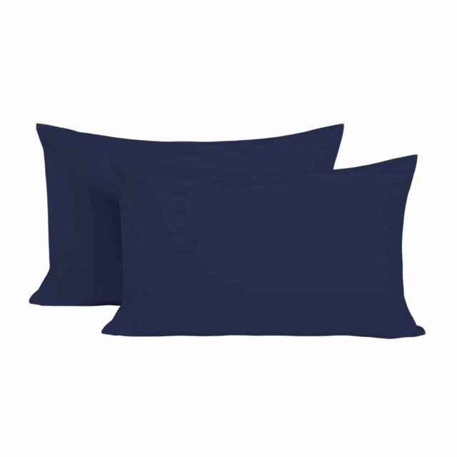 Microfibre Soft Touch Plain Dyed Housewife Pillowcase Pair Blue Navy Blue