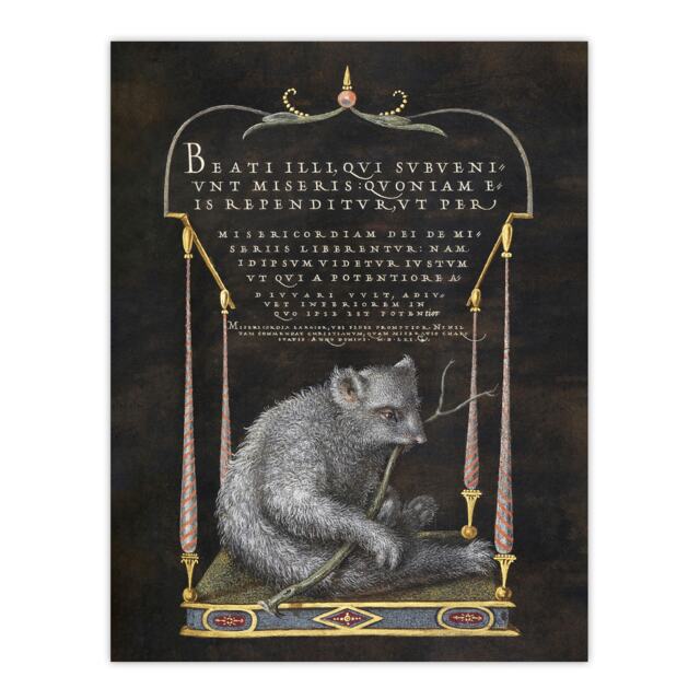 Latin Beatitudes with Sloth Artwork Hoefnagel Huge Wall Art Print 18X24 In