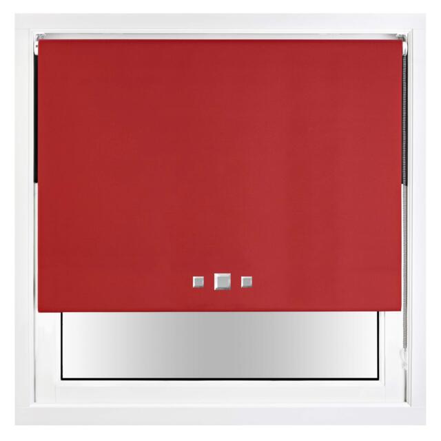 FURNISHED Blackout Roller Blind with Triple Square Eyelets Easy Fit Window Shade Red Red (W) 95cm x (L) 165cm