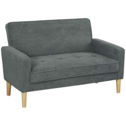 HOMCOM 2 Seater Sofa, Velvet-Feel Upholstered Loveseat for Small Space, Grey Grey