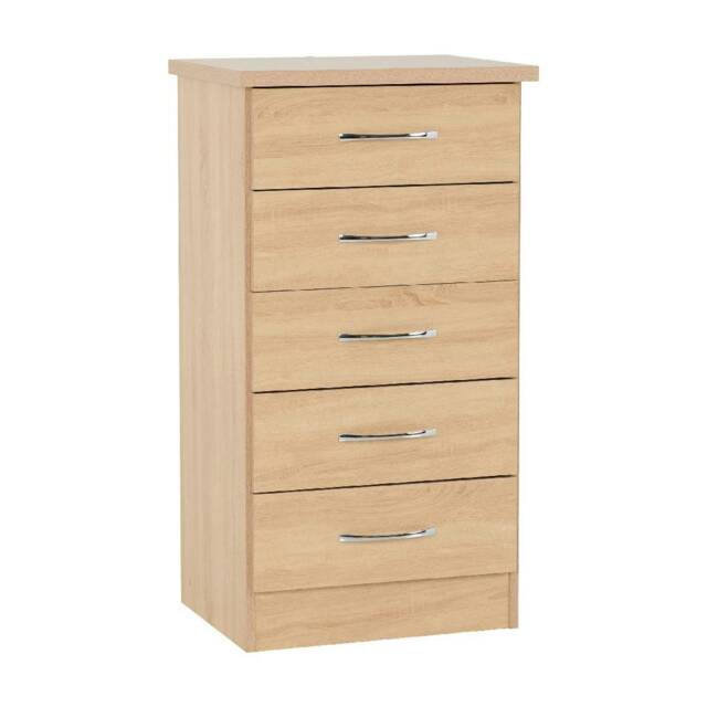 Nevada 5 Drawer Narrow Chest Brown Sonoma Oak