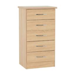 Nevada 5 Drawer Narrow Chest Brown Sonoma Oak