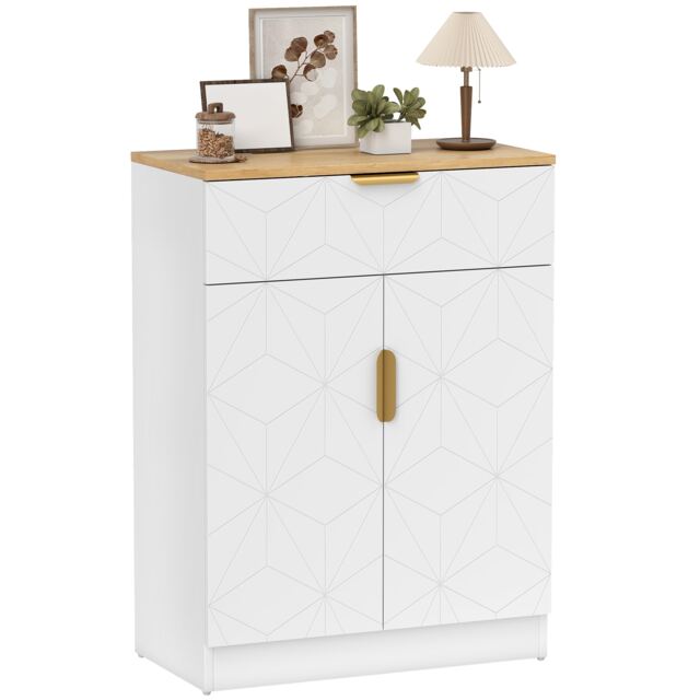 HOMCOM Sideboard Storage Cupboard with Drawer for Living Room Entryway White White