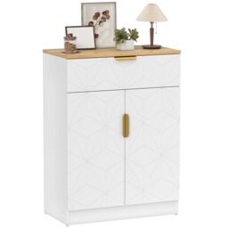 HOMCOM Sideboard Storage Cupboard with Drawer for Living Room Entryway White White