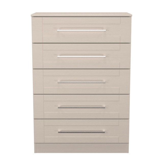Ripon 5 Drawer Chest of Drawers in Kashmir Ash (Ready Assembled) Cream Kashmir Ash