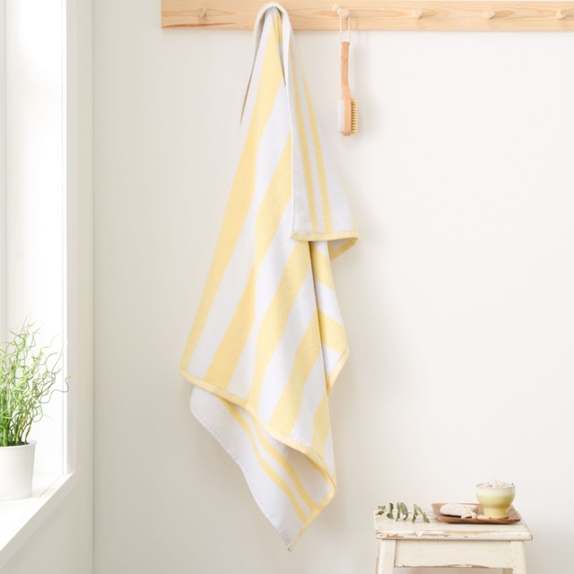 Bianca Reversible Stripe Cotton Jacquard Bath Sheet Yellow Bath sheet