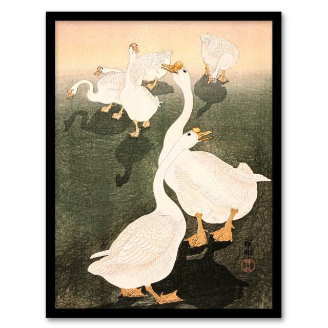 Ohara Koson Framed Wall Art Print A Flock Of Grazing Geese 1926 Home Décor