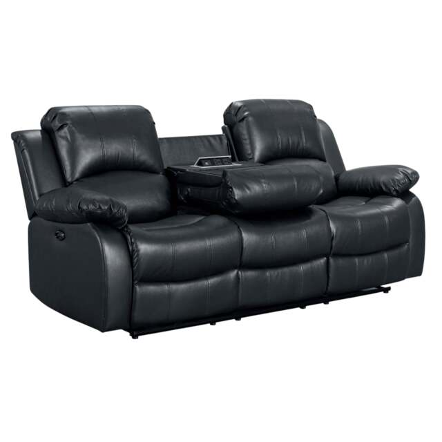 Faux Leather Black 3 Seater Electric Recliner Sofa VALENCIA