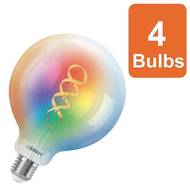 Osram Smart+ Matter E27 Filament Globe 125 40 Multicolour Light Bulb 4 Pack