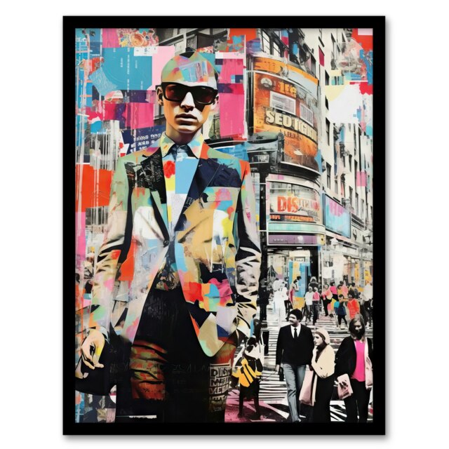New York Fashion Advert Collage NYC Home Decor Black Framed Wall Art Print A4