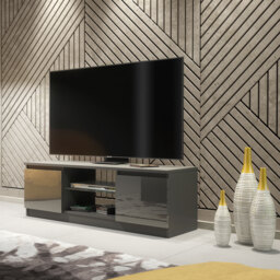 TV Unit TV Stand Cabinet Sideboard Media Cabinet Storage Grey High Gloss Doors Living Room Furniture 120cm