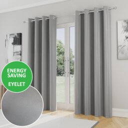 Enhanced Living Nightfall Plain Supersoft Grey Thermal Blockout Eyelet Curtains (PAIR) - 66 x 90 inch (168 x 229cm)